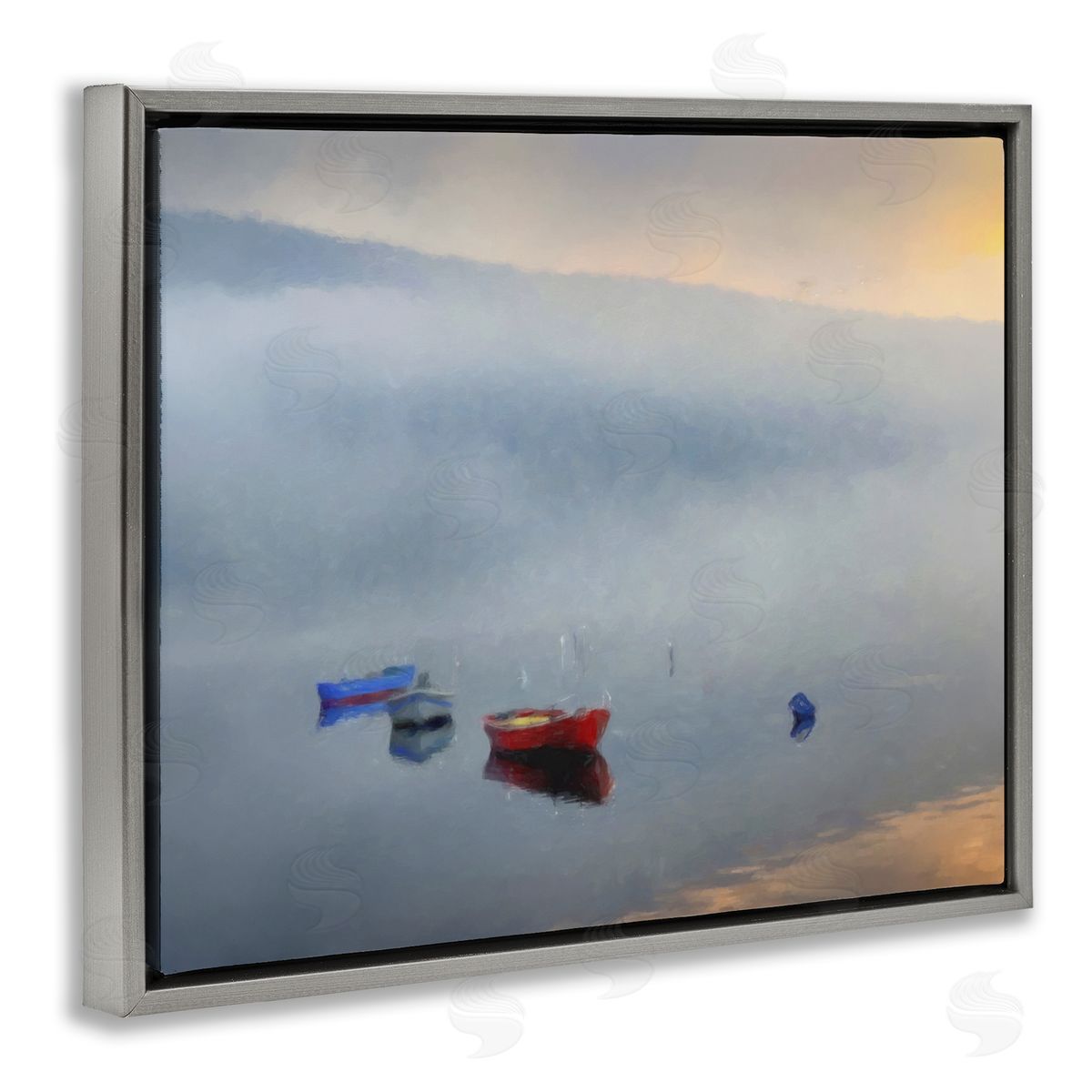 Kim Curinga Misty Lake Canoes Fog Scene