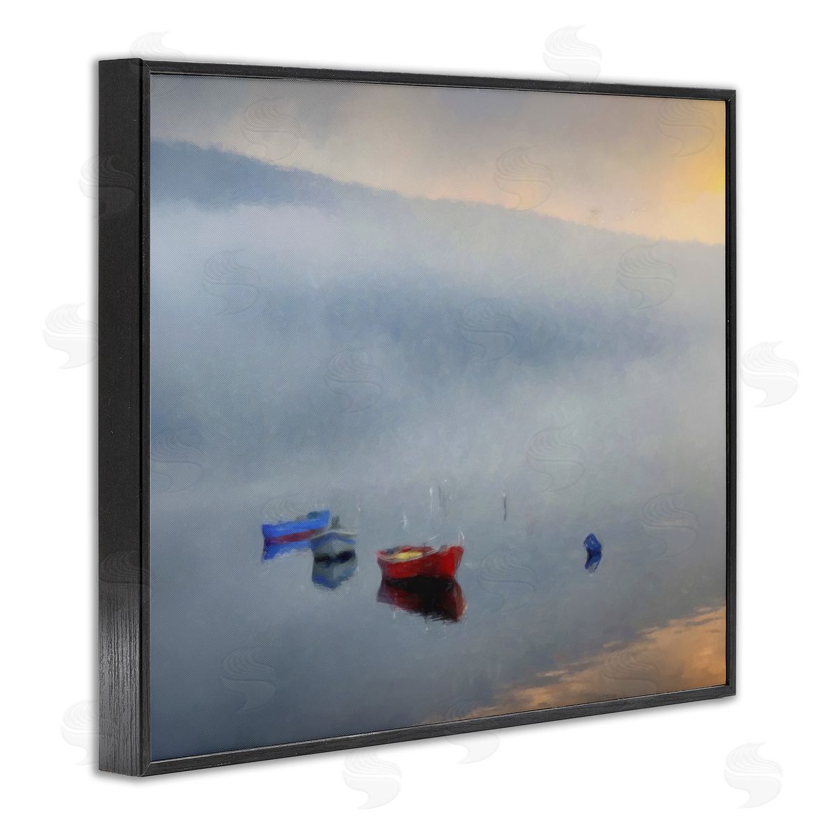 Kim Curinga Misty Lake Canoes Fog Scene