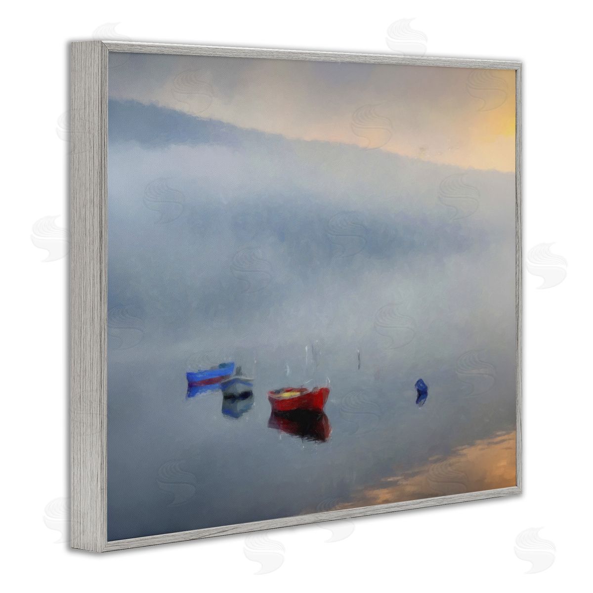 Kim Curinga Misty Lake Canoes Fog Scene