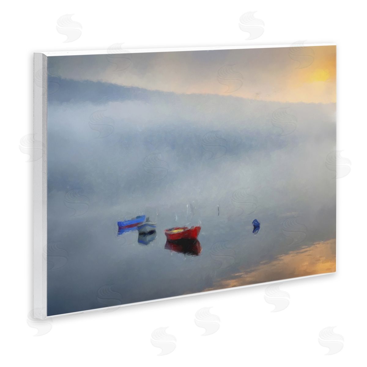 Kim Curinga Misty Lake Canoes Fog Scene