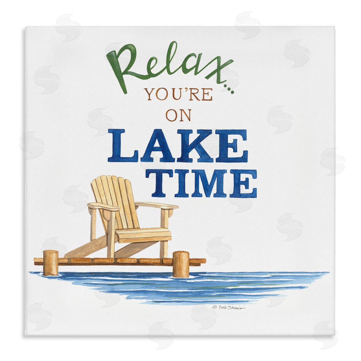 Deb Strain Relax You're On Lake Time Phrase Stretched Canvas Wall Art Print