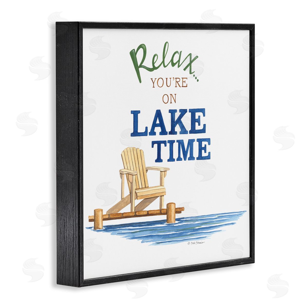 Deb Strain Relax You're On Lake Time Phrase Black Framed Glicee Wall Art Print