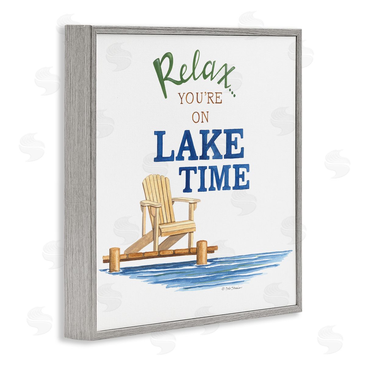 Deb Strain Relax You're On Lake Time Phrase Gray Framed Glicee Wall Art Print