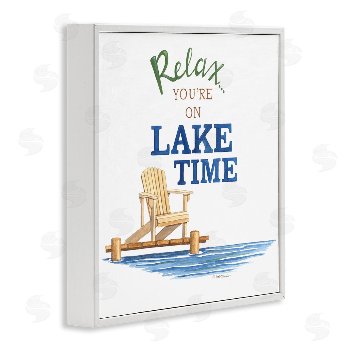 Deb Strain Relax You're On Lake Time Phrase White Framed Glicee Wall Art Print
