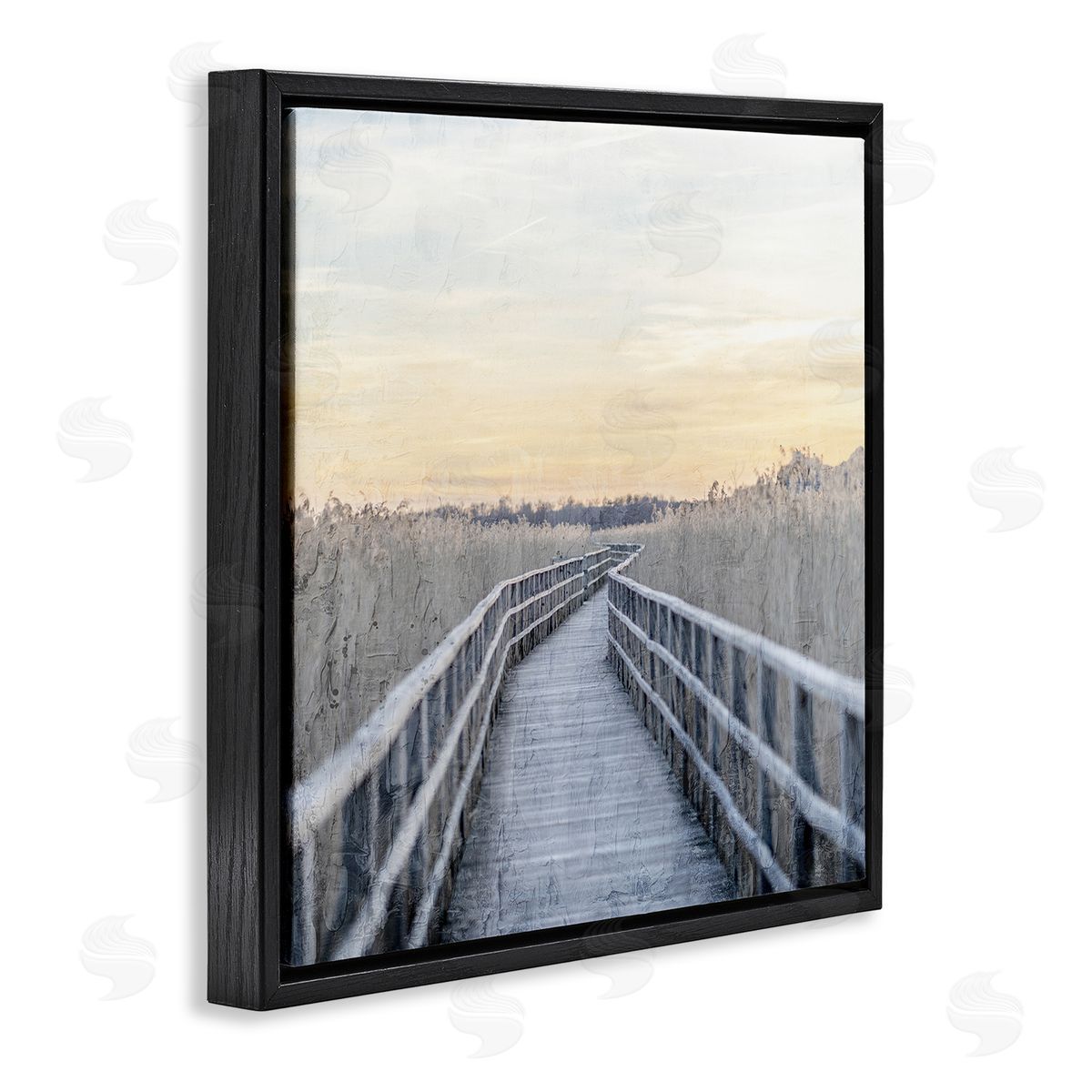 Kim Allen Boardwalk Reeds Rural Path  Black Floating Frame Canvas Wall Art Print