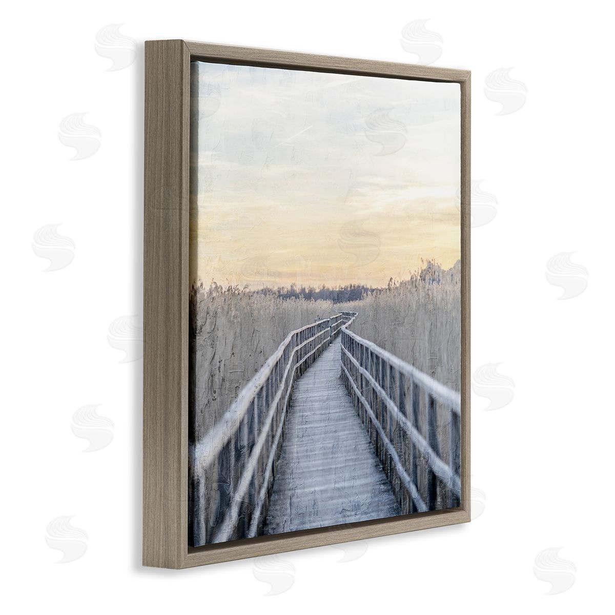 Kim Allen Boardwalk Reeds Rural Path  Brown Floating Frame Canvas Wall Art Print