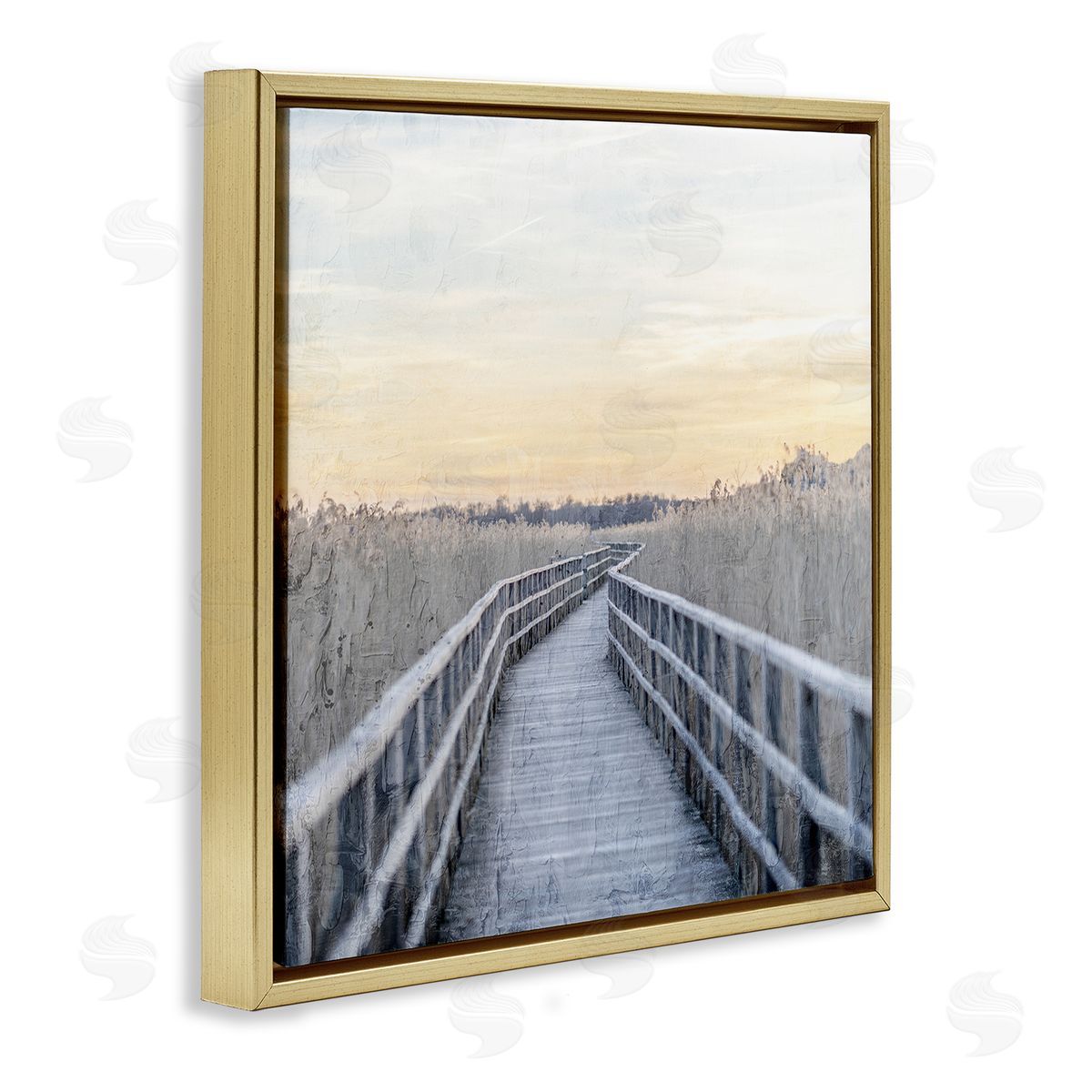 Kim Allen Boardwalk Reeds Rural Path  Gold Floating Frame Canvas Wall Art Print