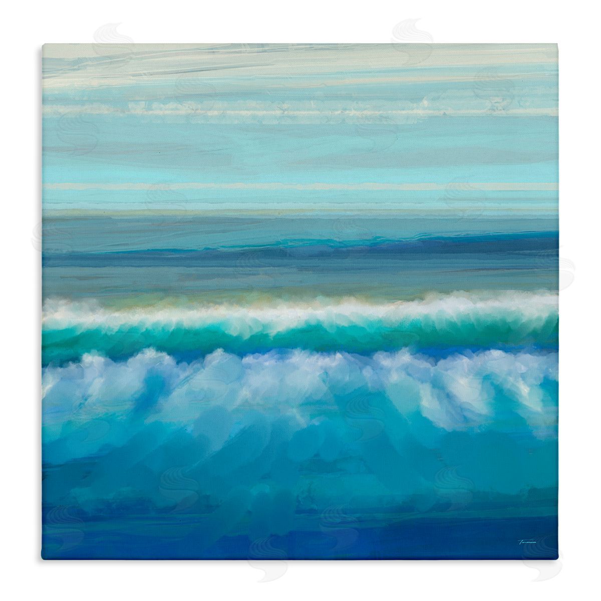 Michael Tienhaara Brushed Sea Waves Crashing Stretched Canvas Wall Art Print