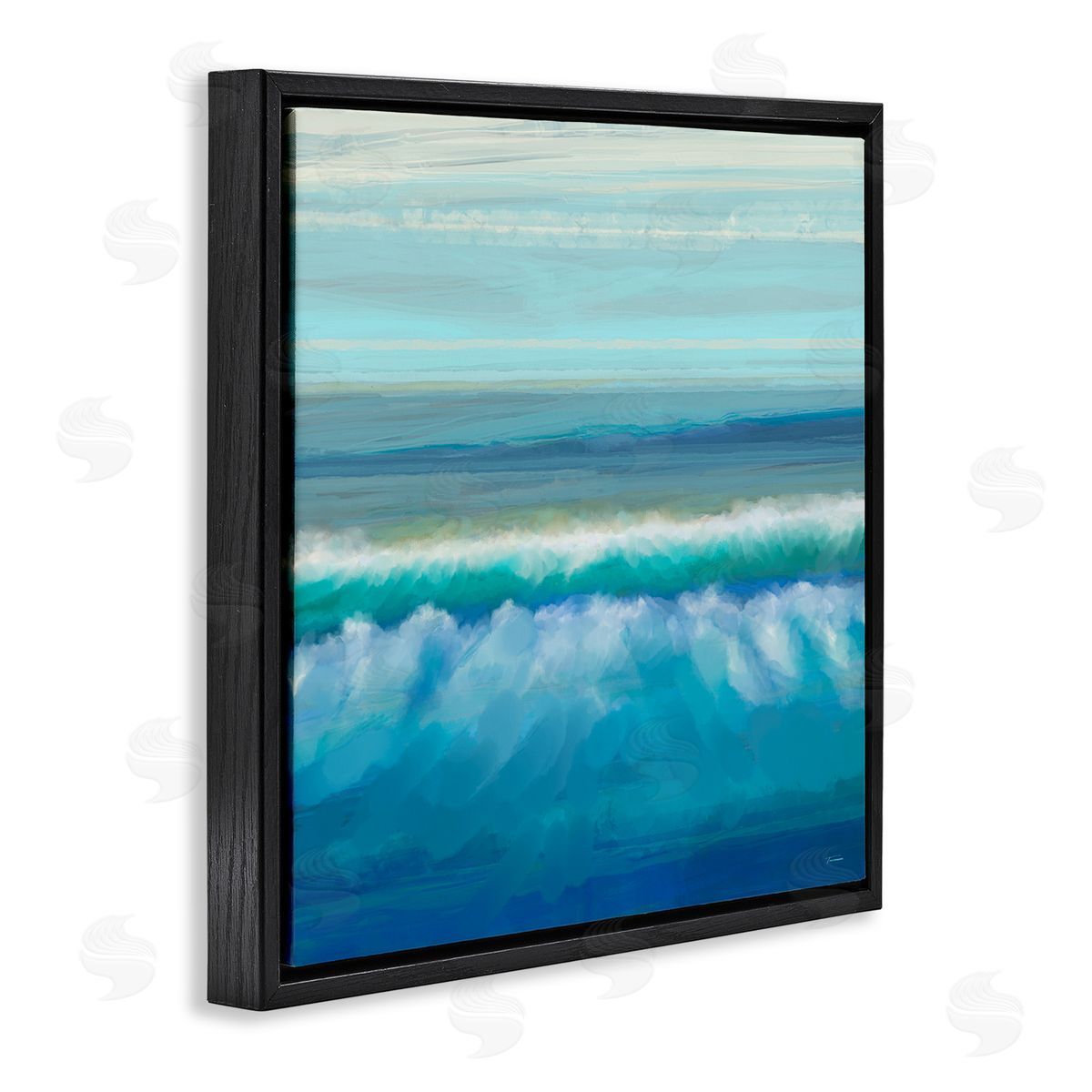 Michael Tienhaara Brushed Sea Waves Crashing Black Floating Frame Canvas Wall Art Print