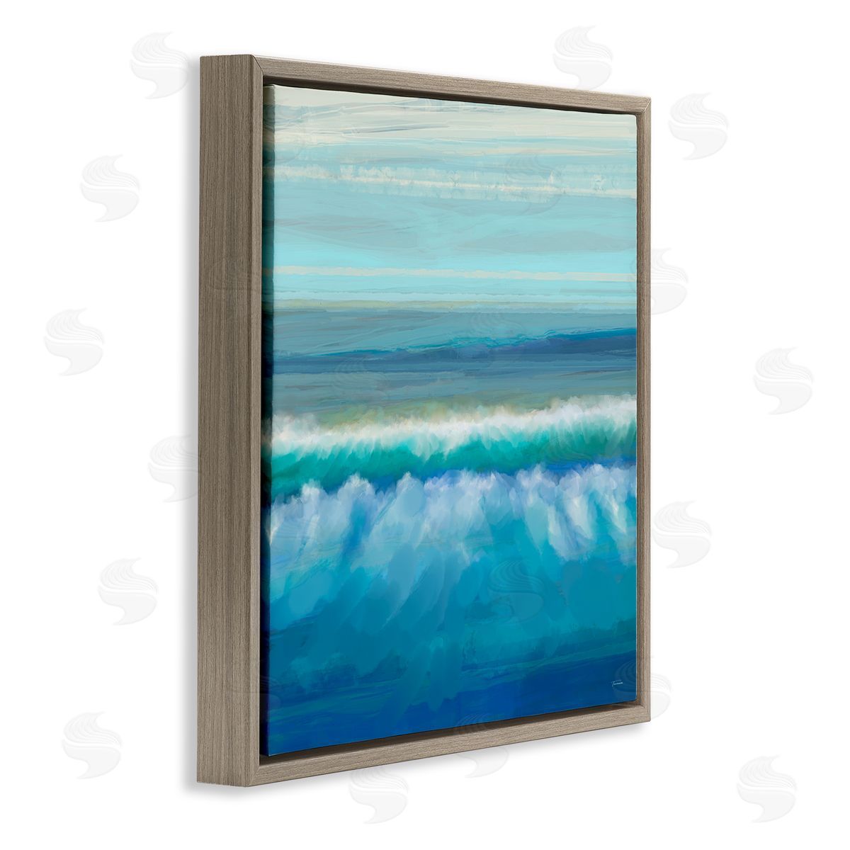 Michael Tienhaara Brushed Sea Waves Crashing Brown Floating Frame Canvas Wall Art Print