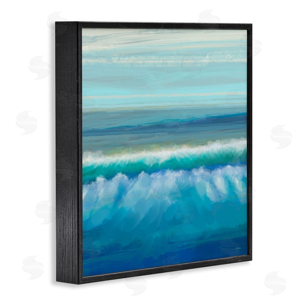 Michael Tienhaara Brushed Sea Waves Crashing Black Framed Glicee Wall Art Print