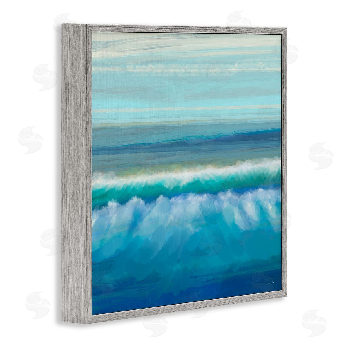 Michael Tienhaara Brushed Sea Waves Crashing Gray Framed Glicee Wall Art Print