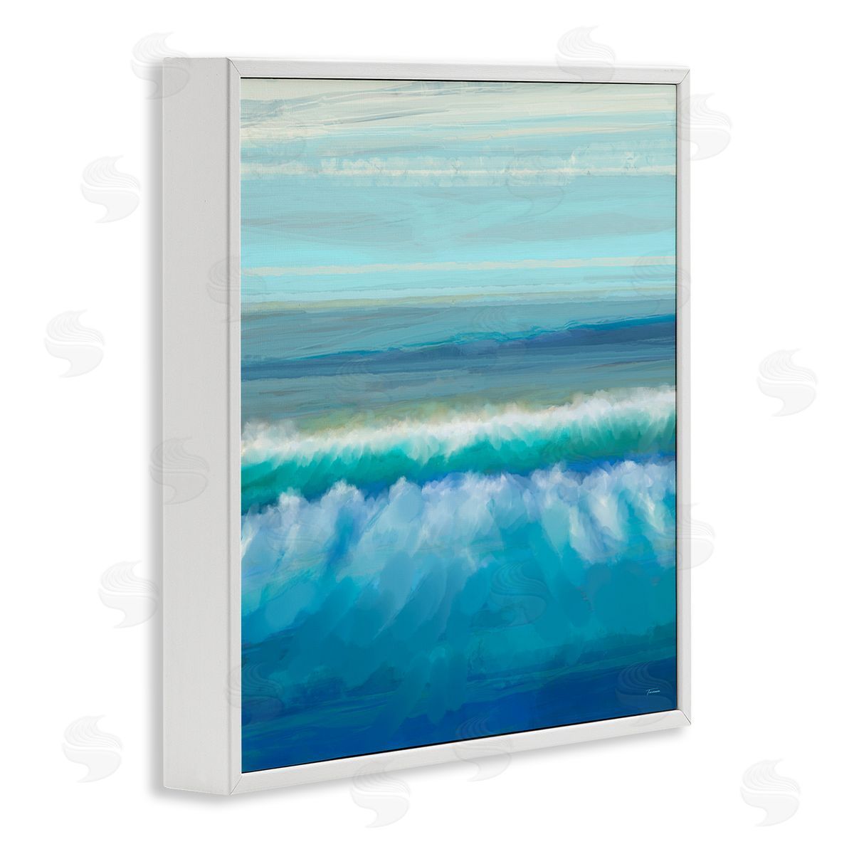Michael Tienhaara Brushed Sea Waves Crashing White Framed Glicee Wall Art Print