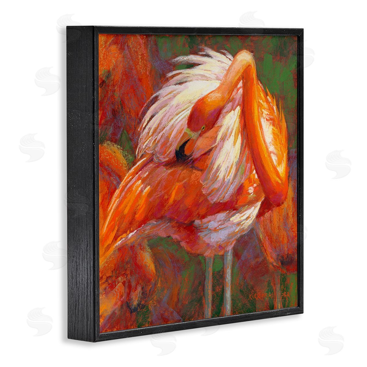 Rita Kirkman Preening Flamingo Wildlife Nature Black Framed Glicee Wall Art Print