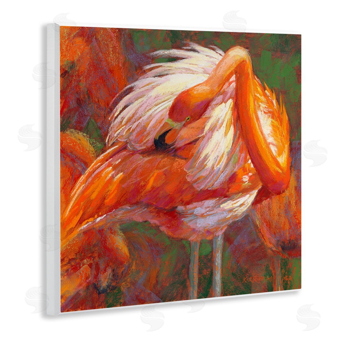 Rita Kirkman Preening Flamingo Wildlife Nature Wooden Wall Plaque Art Print