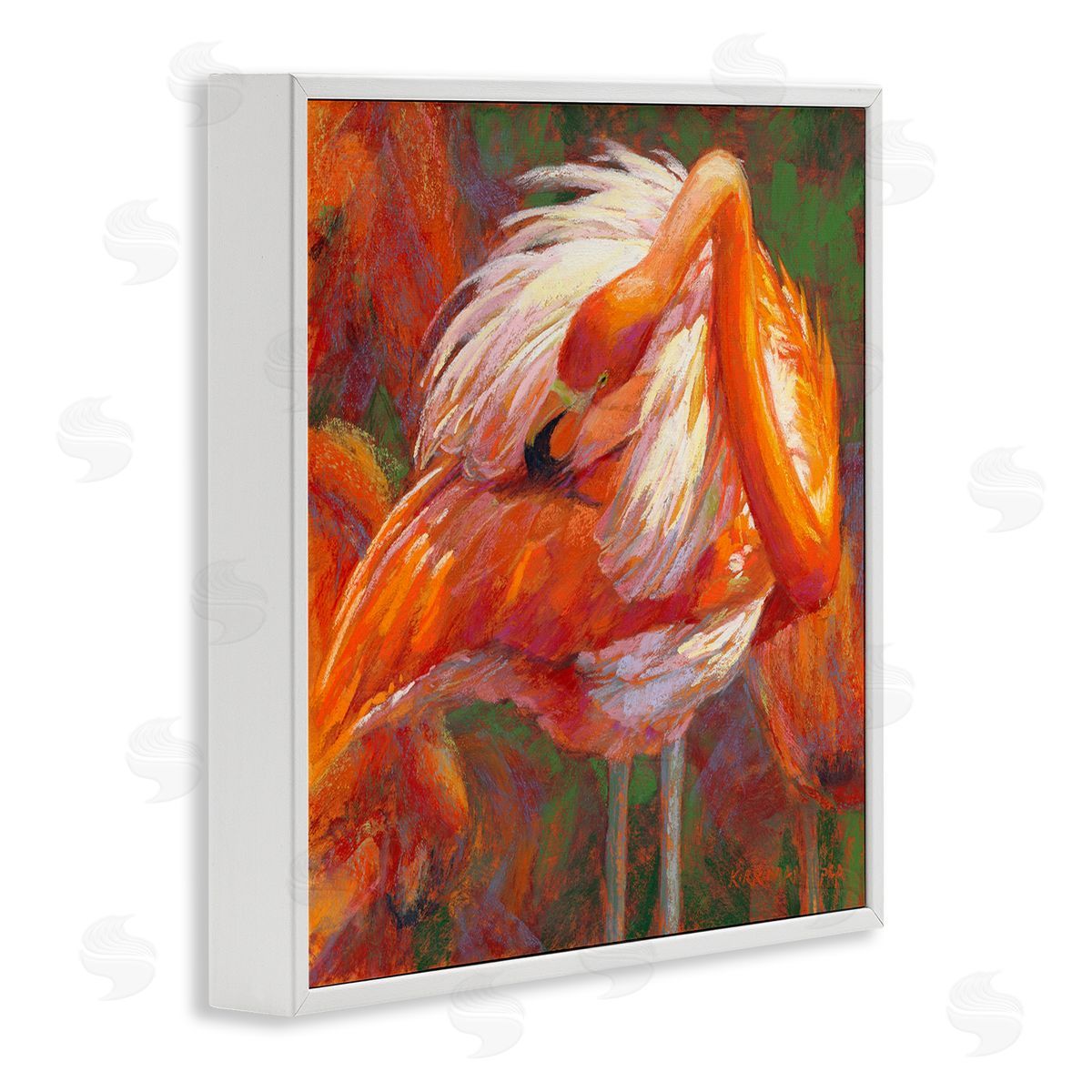 Rita Kirkman Preening Flamingo Wildlife Nature White Framed Glicee Wall Art Print