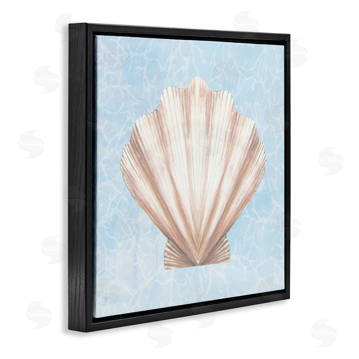Diannart Water Pattern Aquatic Clam Shell  Black Floating Frame Canvas Wall Art Print