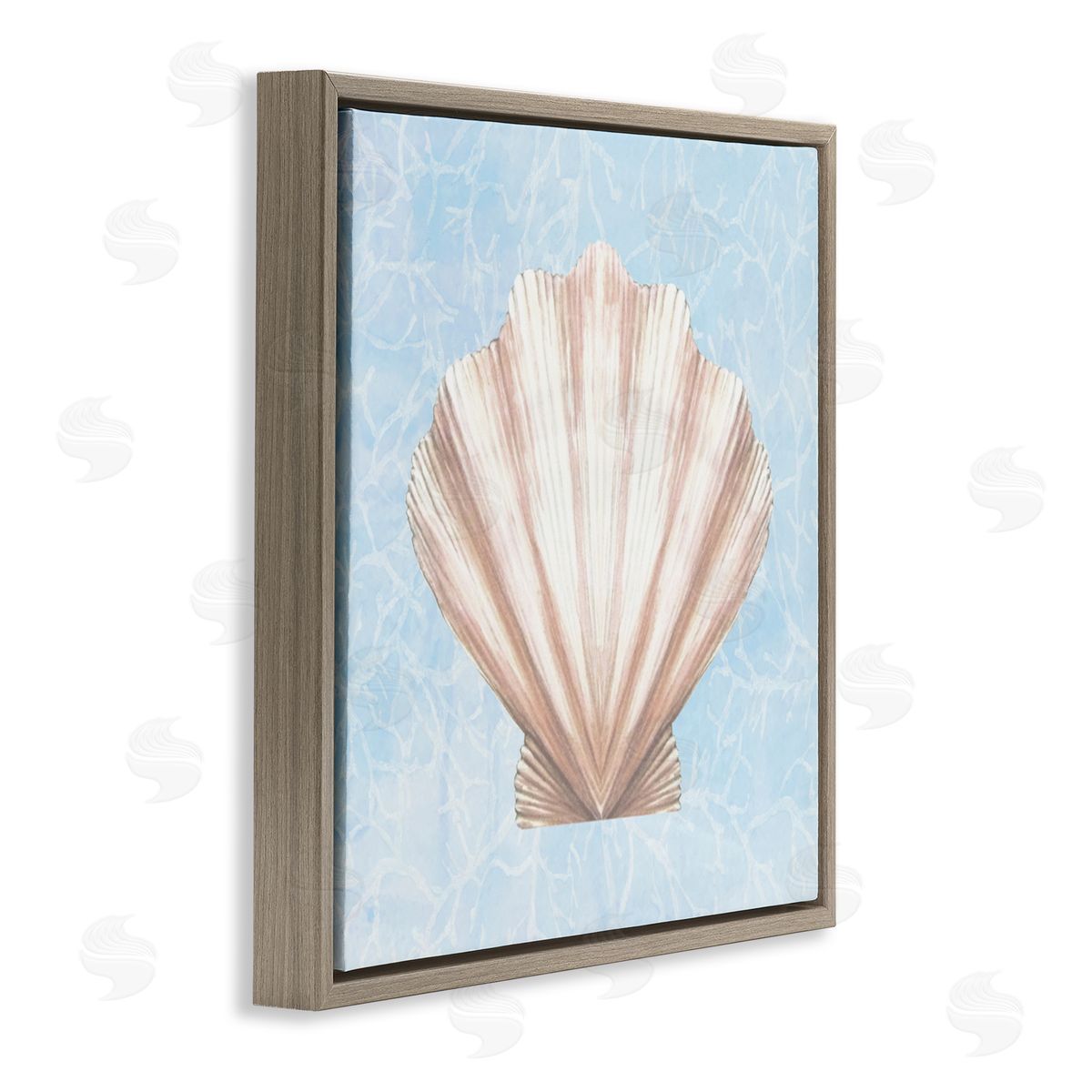 Diannart Water Pattern Aquatic Clam Shell  Brown Floating Frame Canvas Wall Art Print