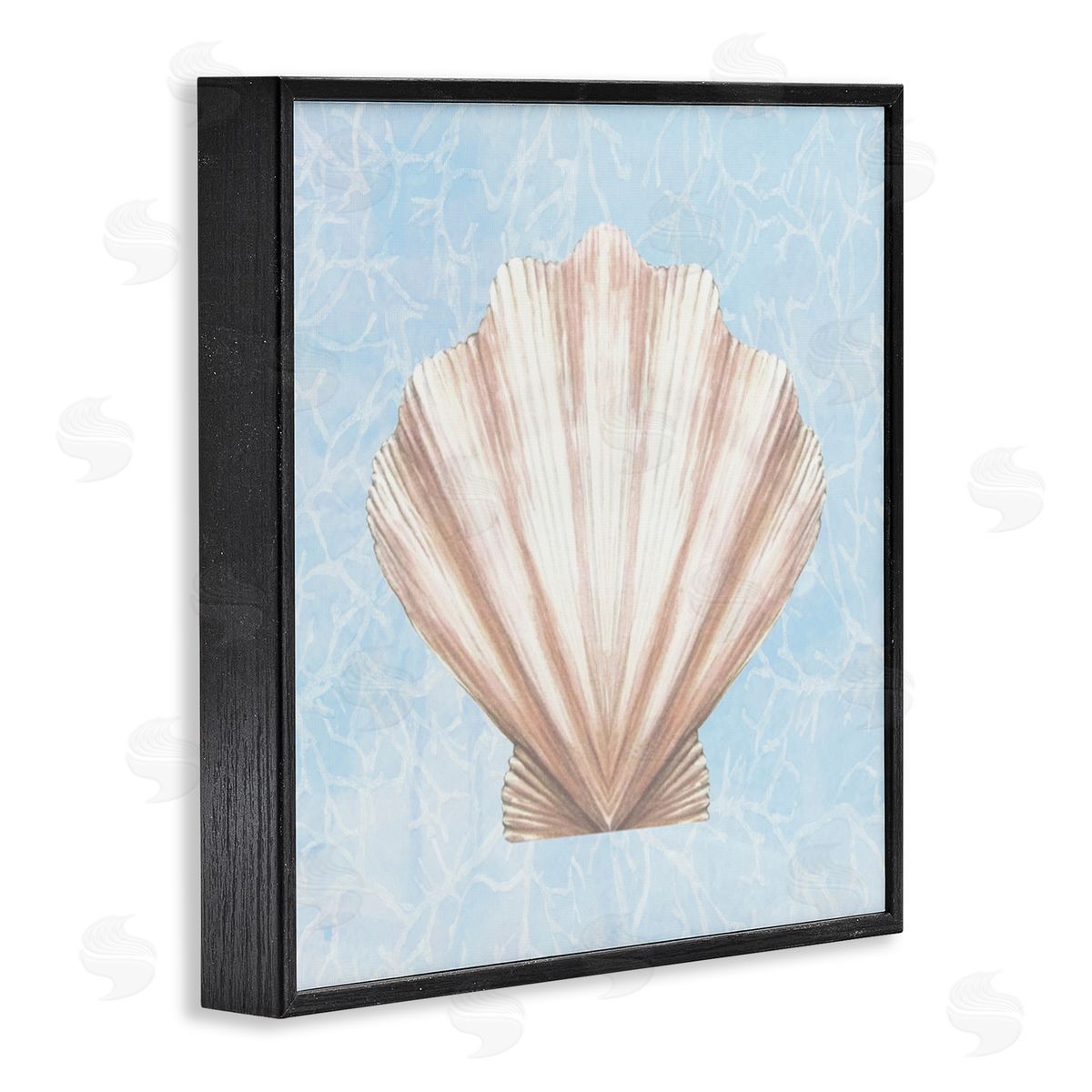 Diannart Water Pattern Aquatic Clam Shell  Black Framed Glicee Wall Art Print
