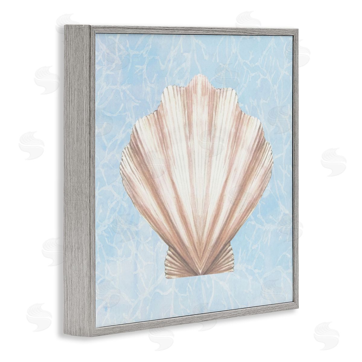 Diannart Water Pattern Aquatic Clam Shell  Gray Framed Glicee Wall Art Print