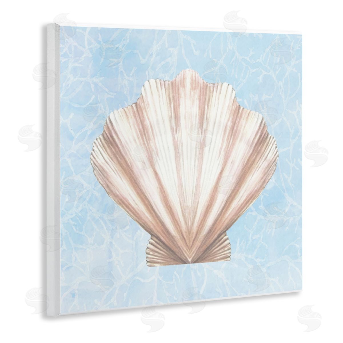 Diannart Water Pattern Aquatic Clam Shell  Wooden Wall Plaque Art Print