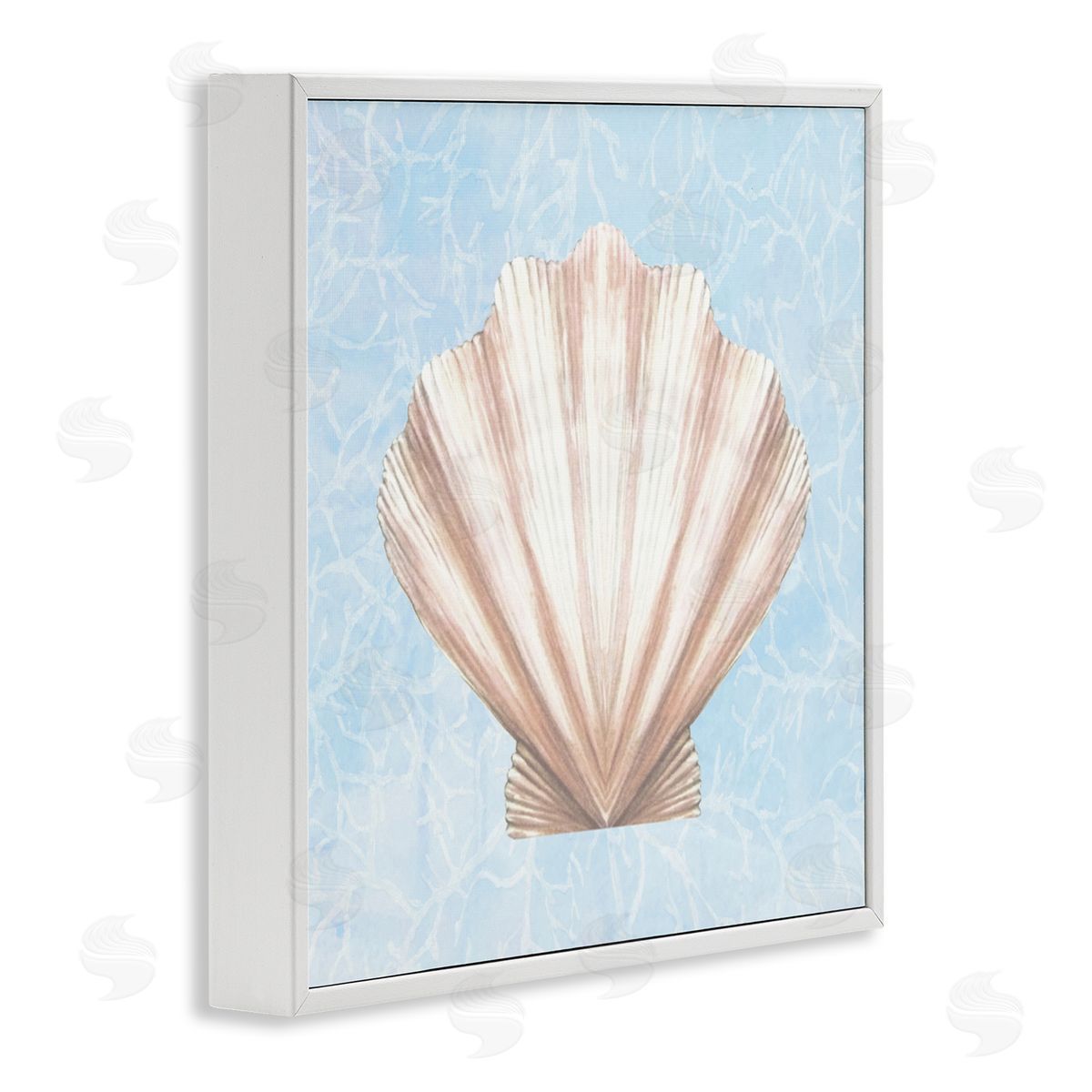 Diannart Water Pattern Aquatic Clam Shell  White Framed Glicee Wall Art Print