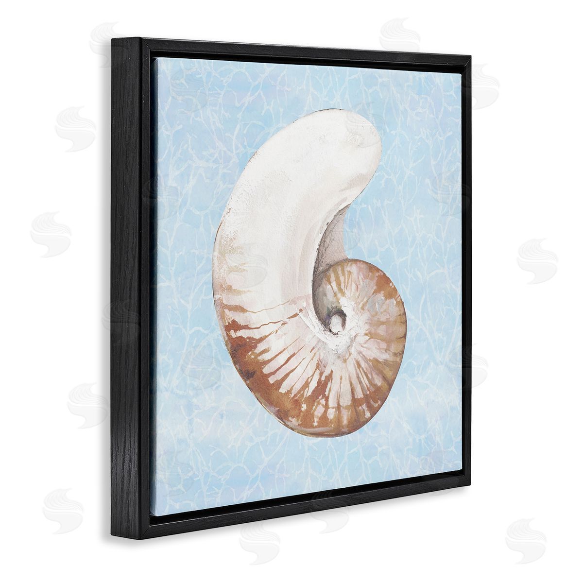 Diannart Sea Life Nautilus Water Pattern Black Floating Frame Canvas Wall Art Print
