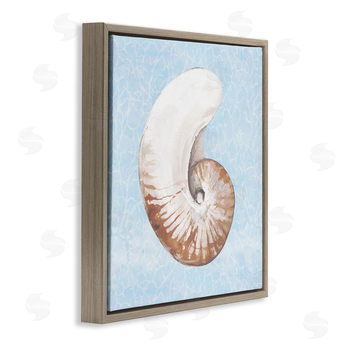Diannart Sea Life Nautilus Water Pattern Brown Floating Frame Canvas Wall Art Print