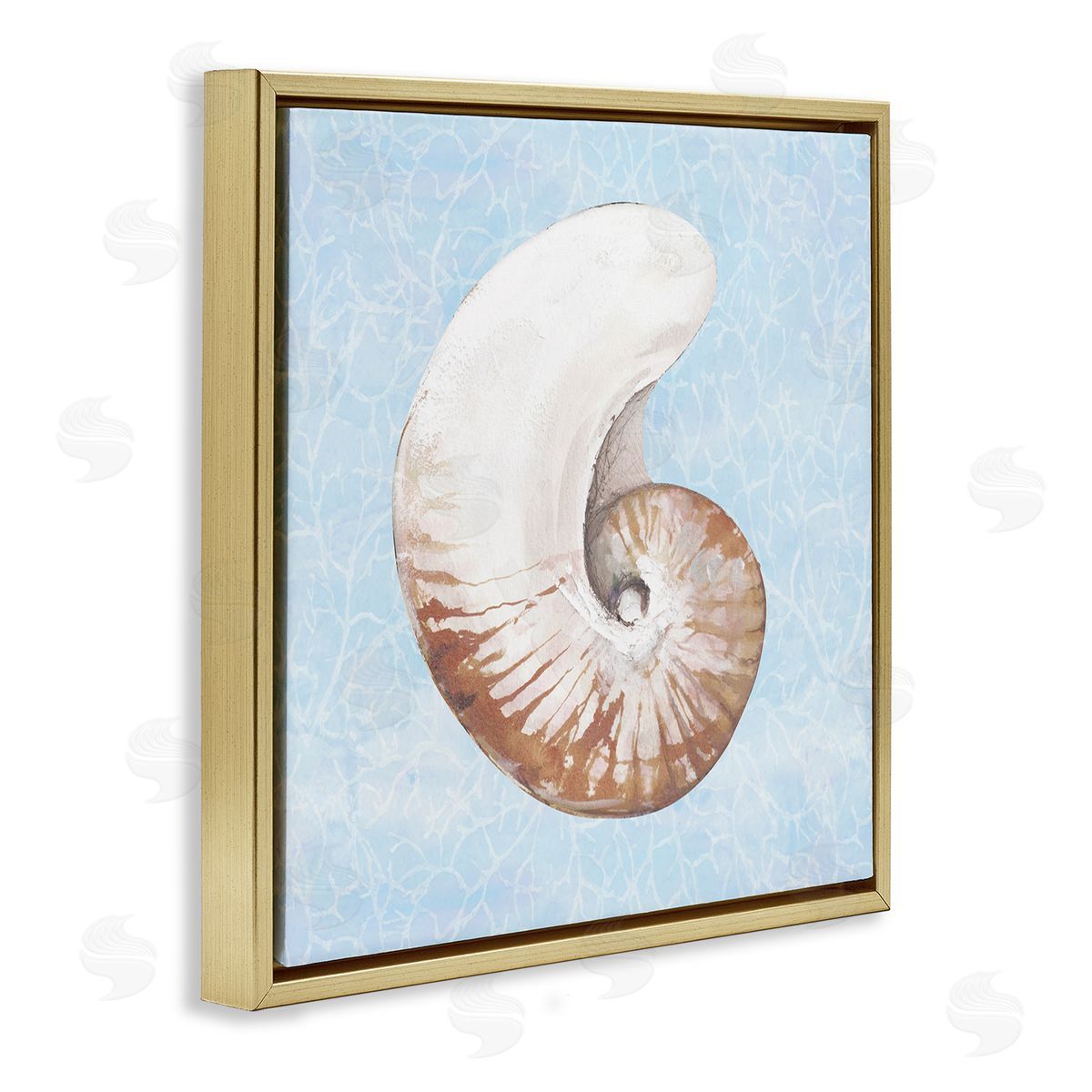Diannart Sea Life Nautilus Water Pattern Gold Floating Frame Canvas Wall Art Print