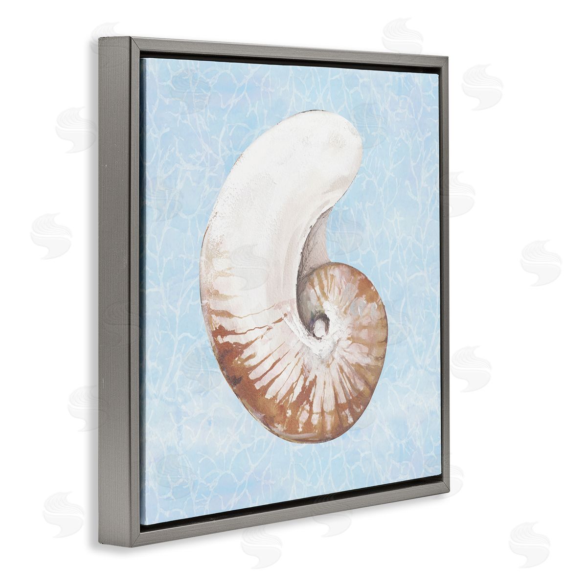 Diannart Sea Life Nautilus Water Pattern Gray Floating Frame Canvas Wall Art Print