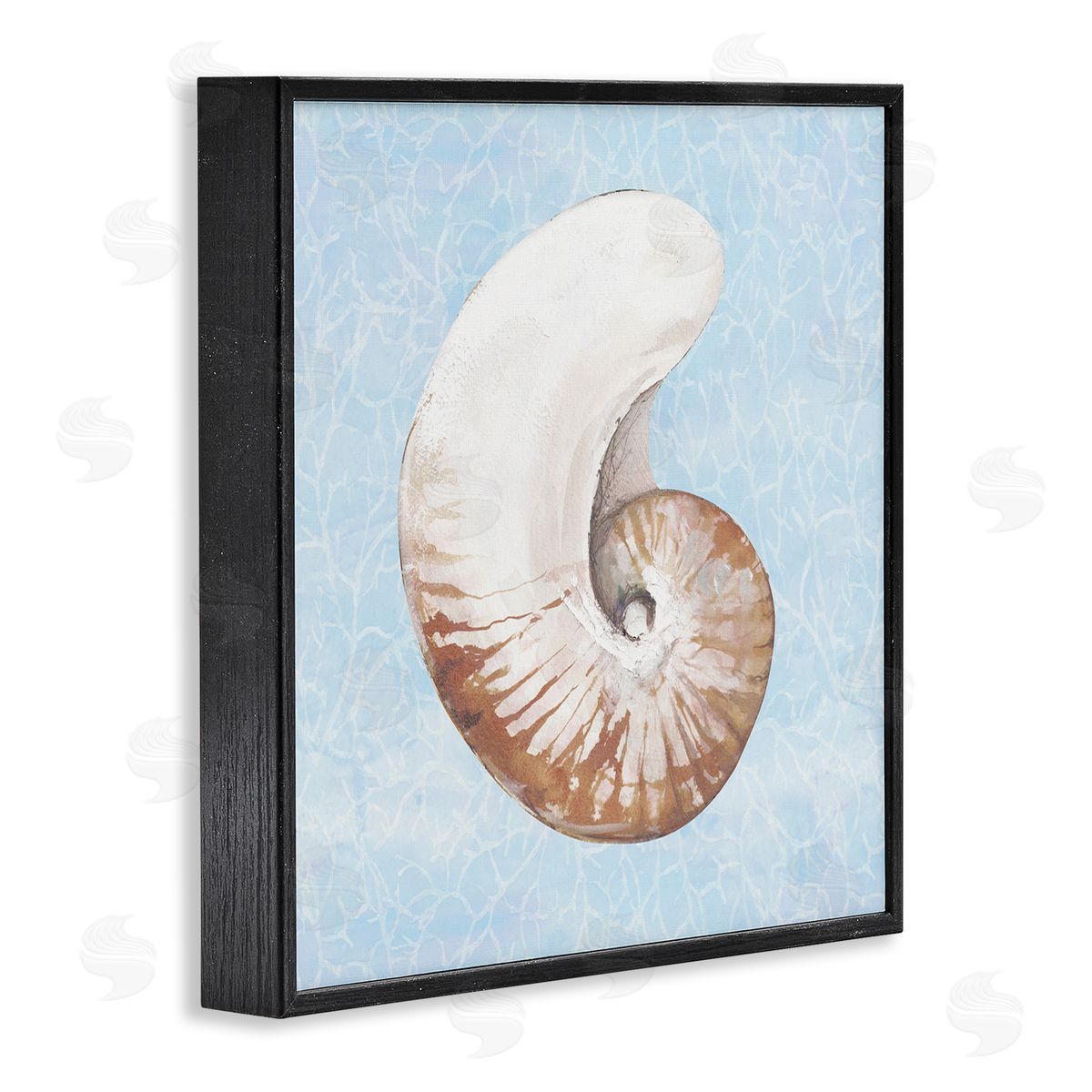 Diannart Sea Life Nautilus Water Pattern Black Framed Glicee Wall Art Print