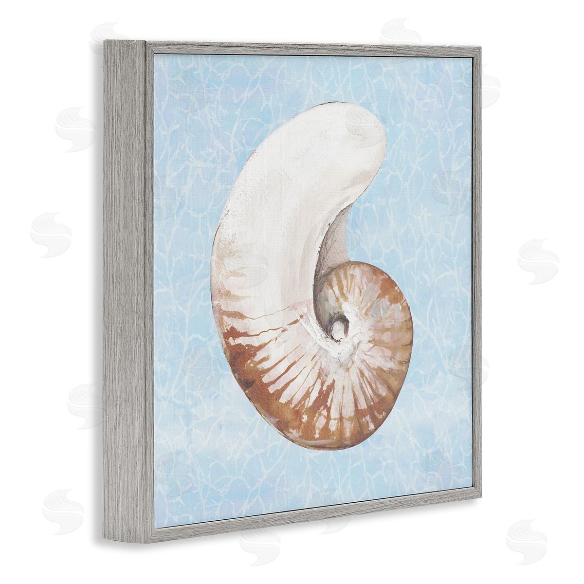 Diannart Sea Life Nautilus Water Pattern Gray Framed Glicee Wall Art Print