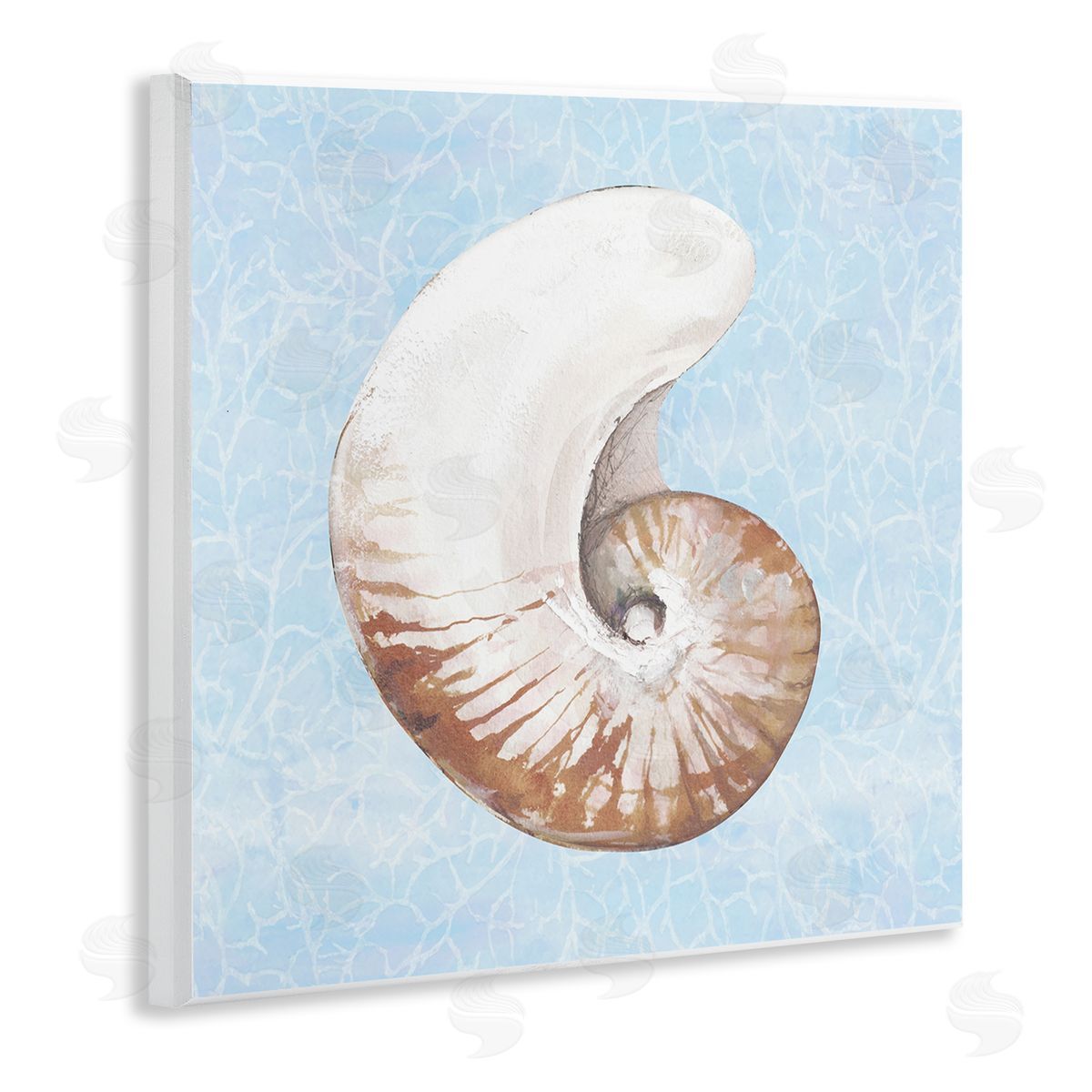 Diannart Sea Life Nautilus Water Pattern Wooden Wall Plaque Art Print