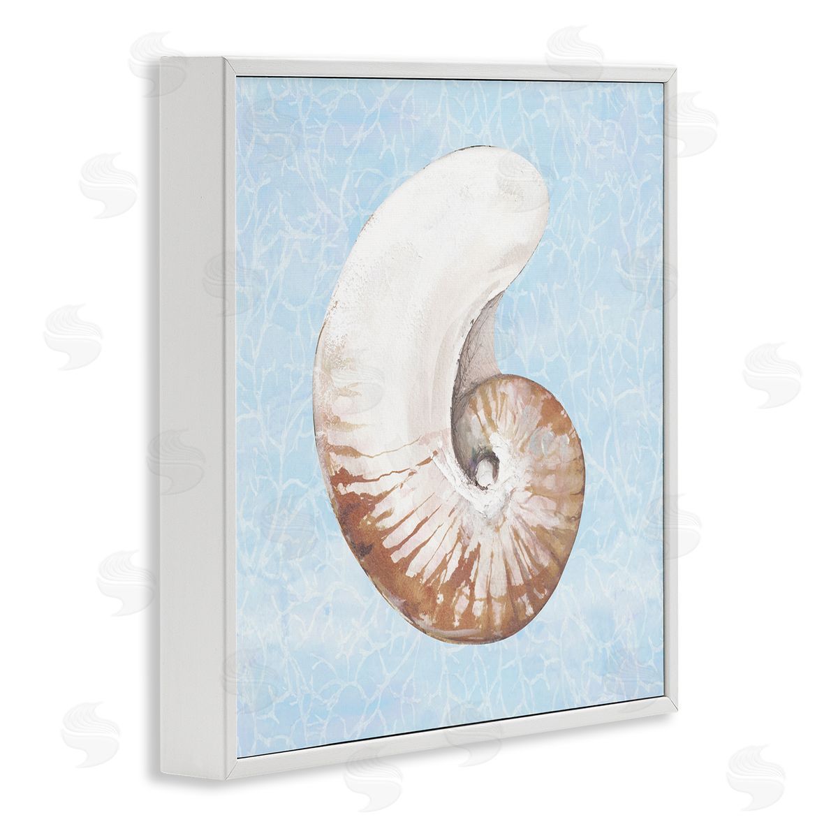 Diannart Sea Life Nautilus Water Pattern White Framed Glicee Wall Art Print