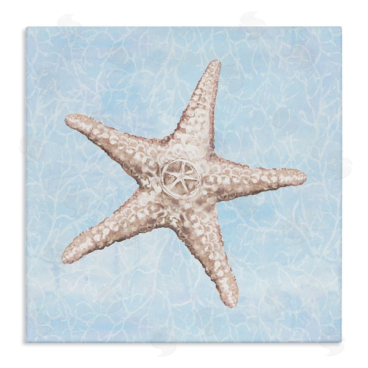 Diannart Detailed Starfish Blue Water Pattern Stretched Canvas Wall Art Print