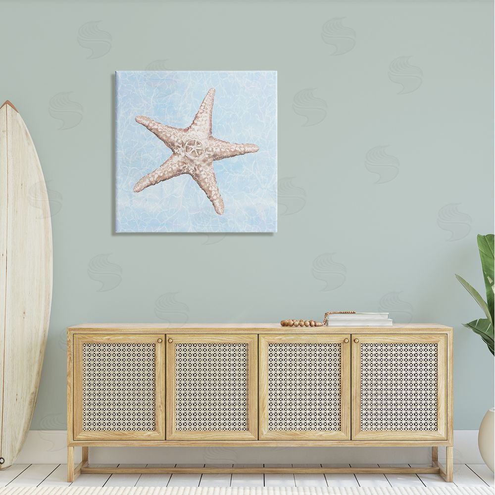 Diannart Detailed Starfish Blue Water Pattern Canvas Wall Art in Room