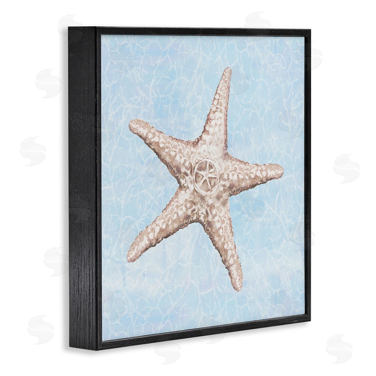 Diannart Detailed Starfish Blue Water Pattern Black Framed Glicee Wall Art Print
