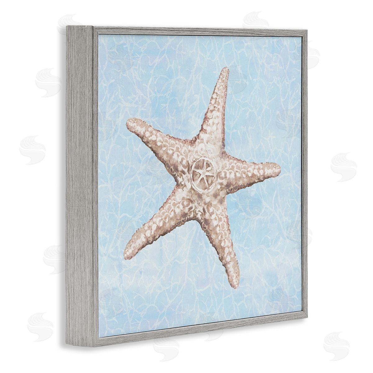 Diannart Detailed Starfish Blue Water Pattern Gray Framed Glicee Wall Art Print