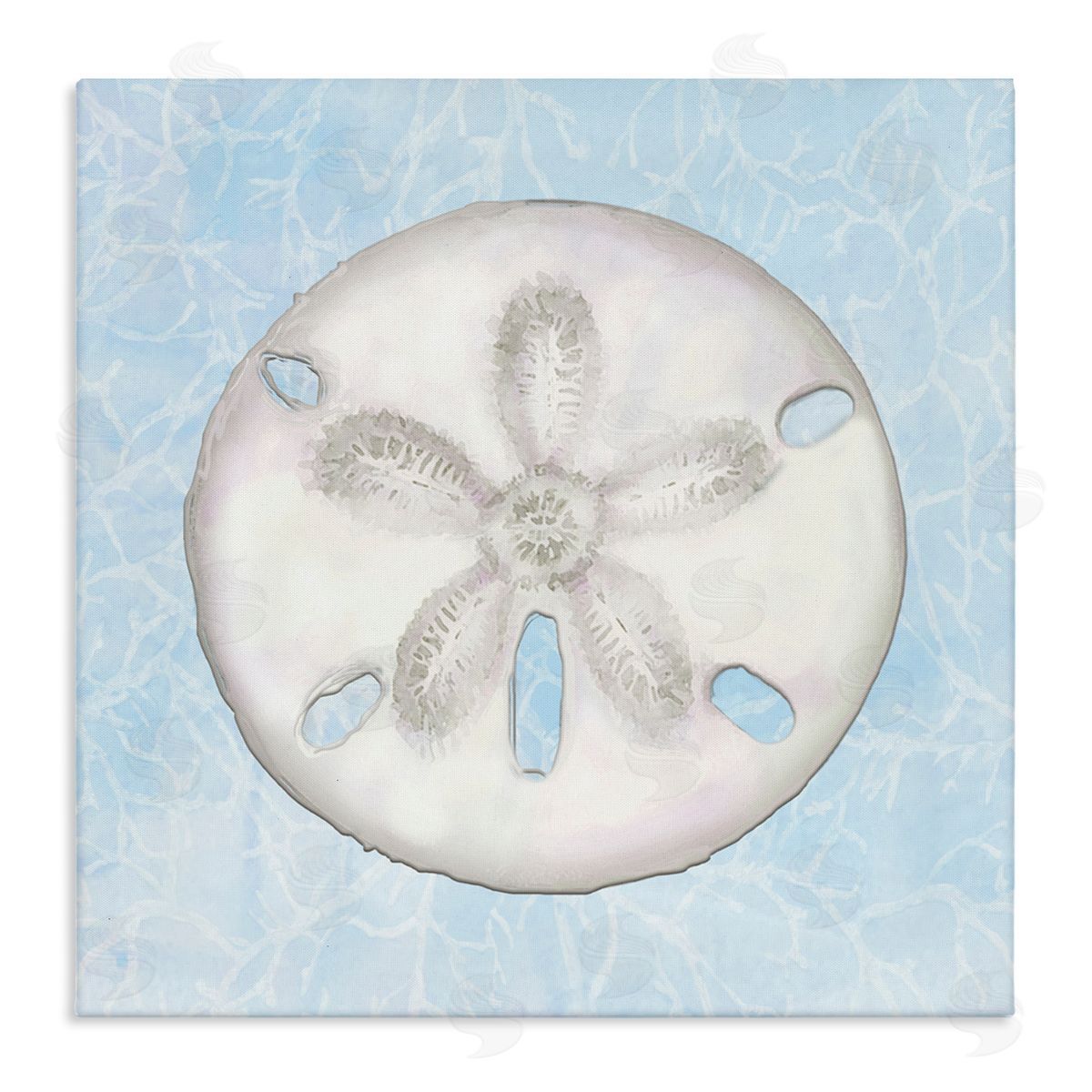Diannart Sand Dollar Aquatic Waves Pattern  Stretched Canvas Wall Art Print