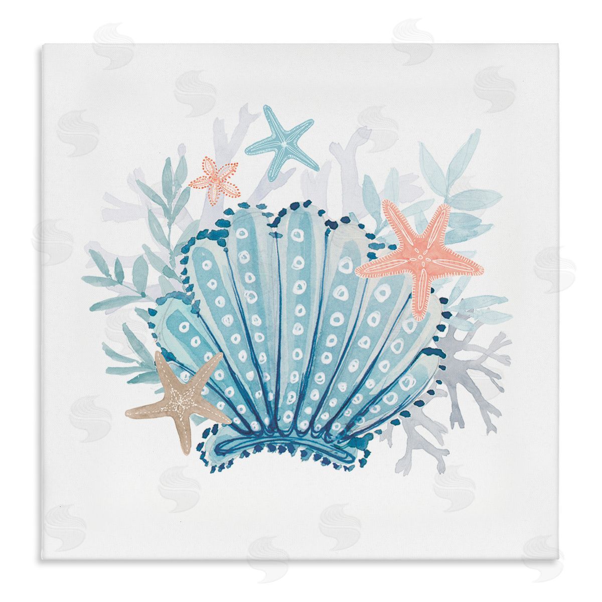 Lanie Loreth Maritime Clamshell Layered Coral Stretched Canvas Wall Art Print