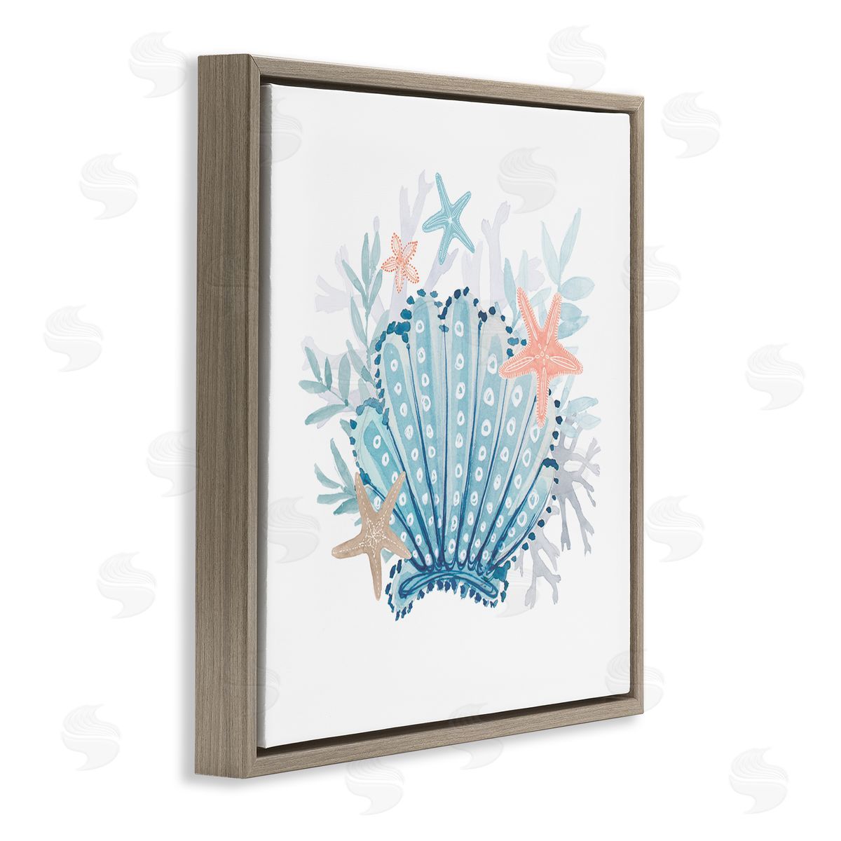 Lanie Loreth Maritime Clamshell Layered Coral Brown Floating Frame Canvas Wall Art Print