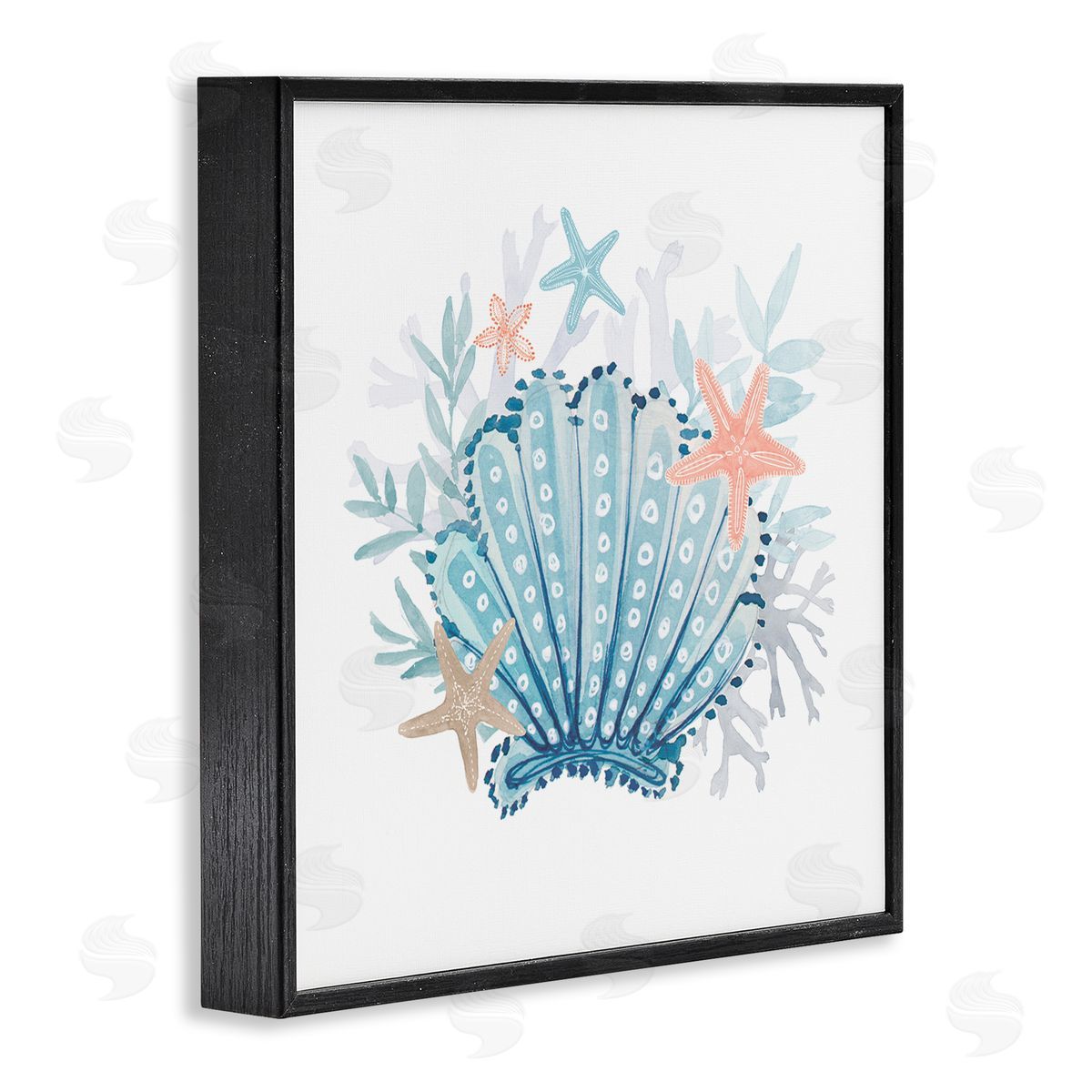 Lanie Loreth Maritime Clamshell Layered Coral Black Framed Glicee Wall Art Print