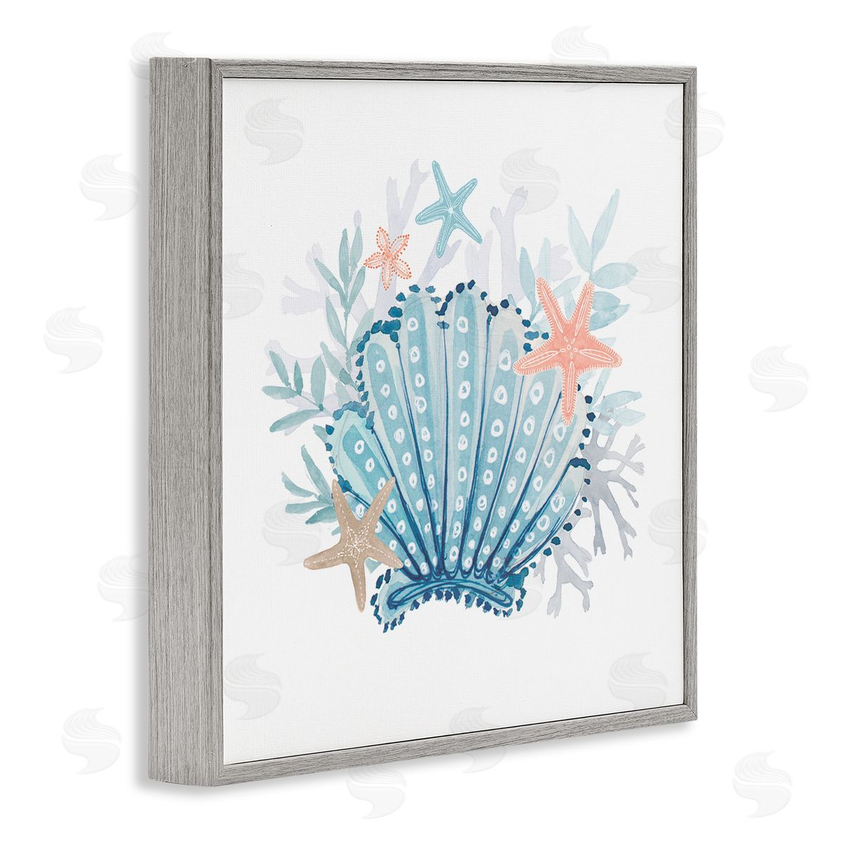Lanie Loreth Maritime Clamshell Layered Coral Gray Framed Glicee Wall Art Print