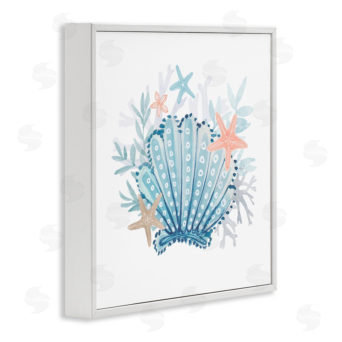 Lanie Loreth Maritime Clamshell Layered Coral White Framed Glicee Wall Art Print