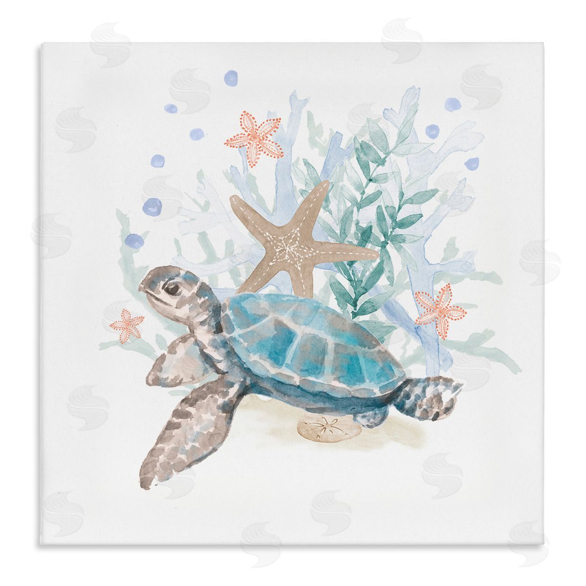 Lanie Loreth Mixed Sea Life Tortoise Swimming Stretched Canvas Wall Art Print