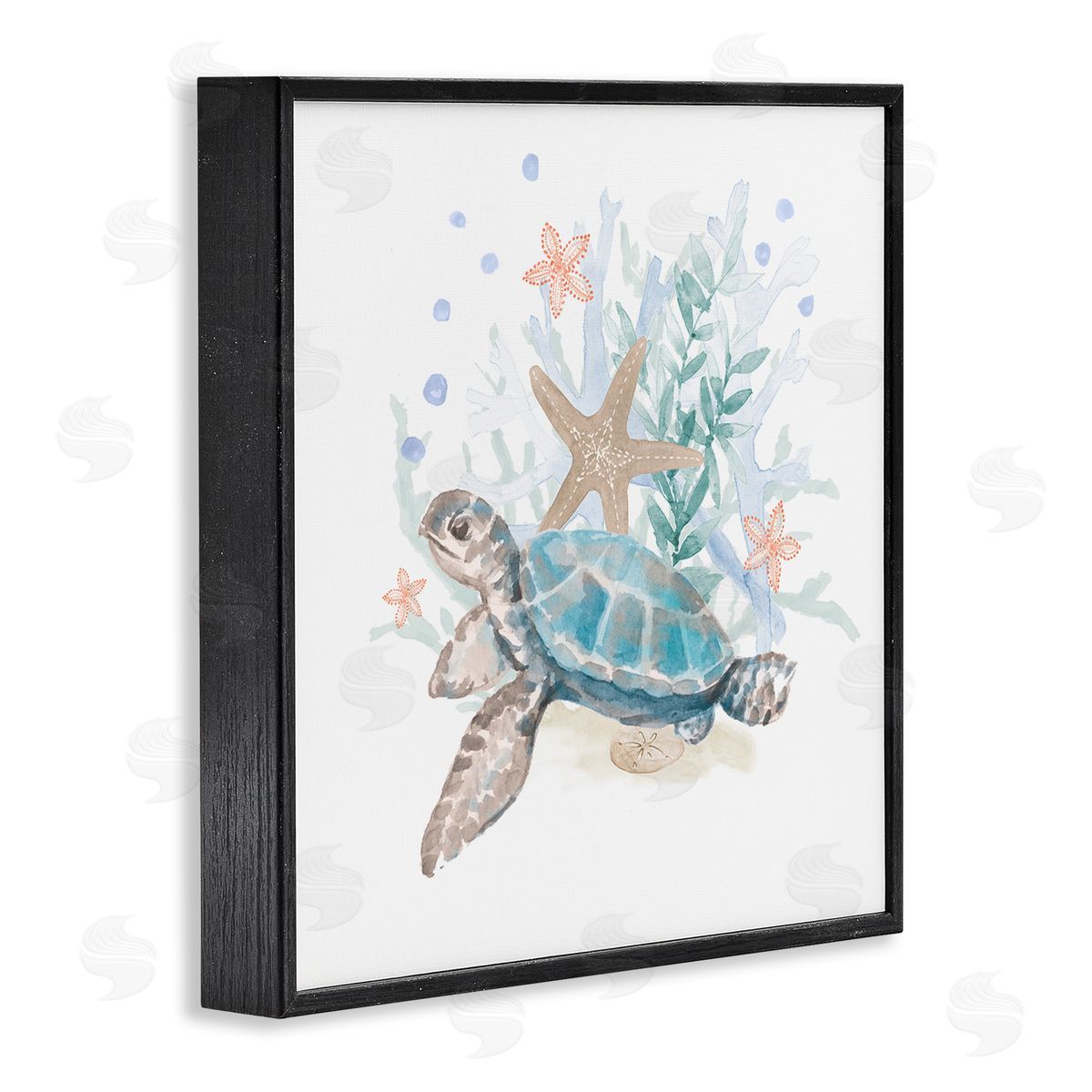 Lanie Loreth Mixed Sea Life Tortoise Swimming Black Framed Glicee Wall Art Print