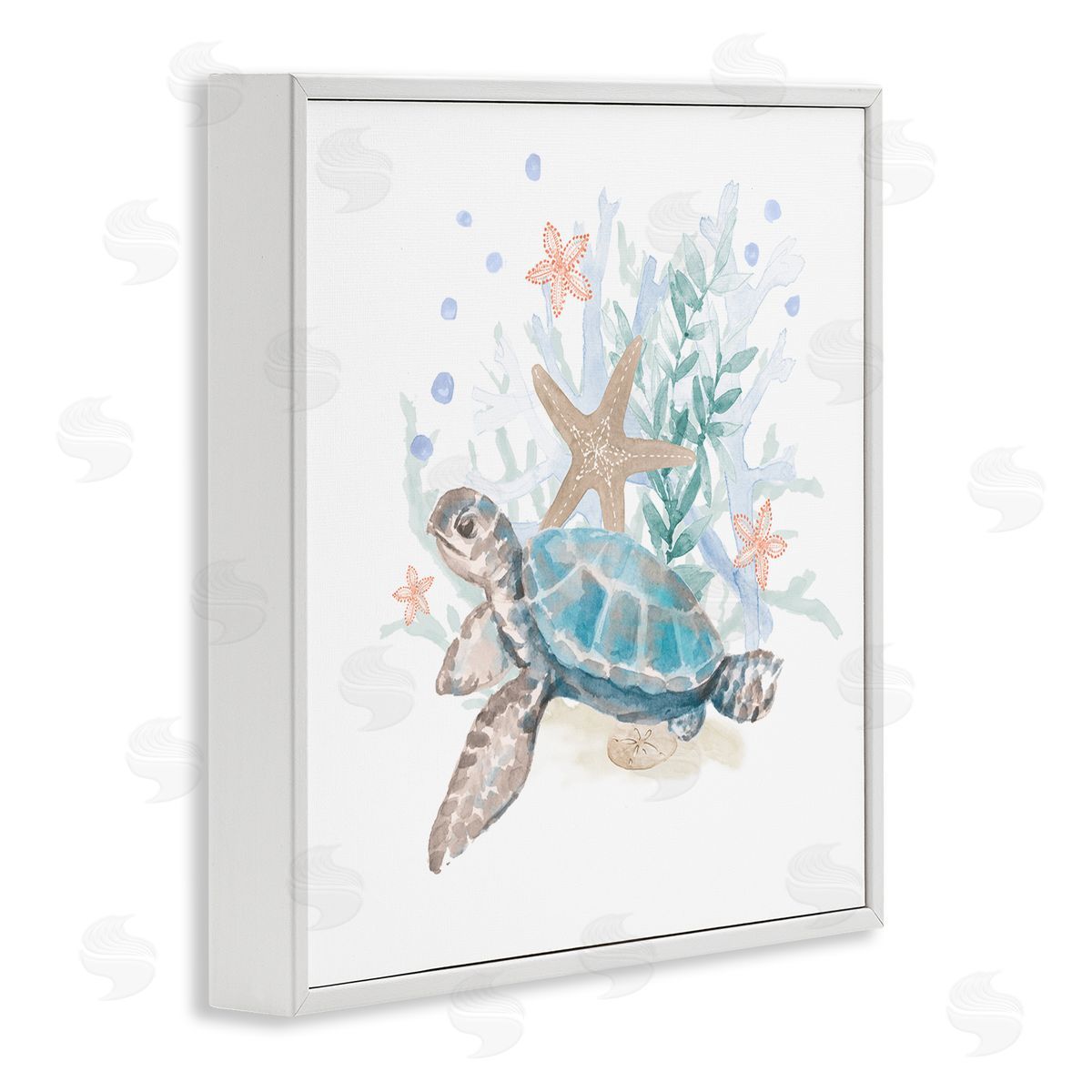 Lanie Loreth Mixed Sea Life Tortoise Swimming White Framed Glicee Wall Art Print