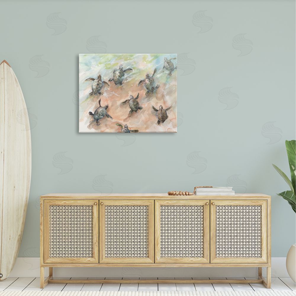 Diannart Baby Sea Turtles Swimming Shore