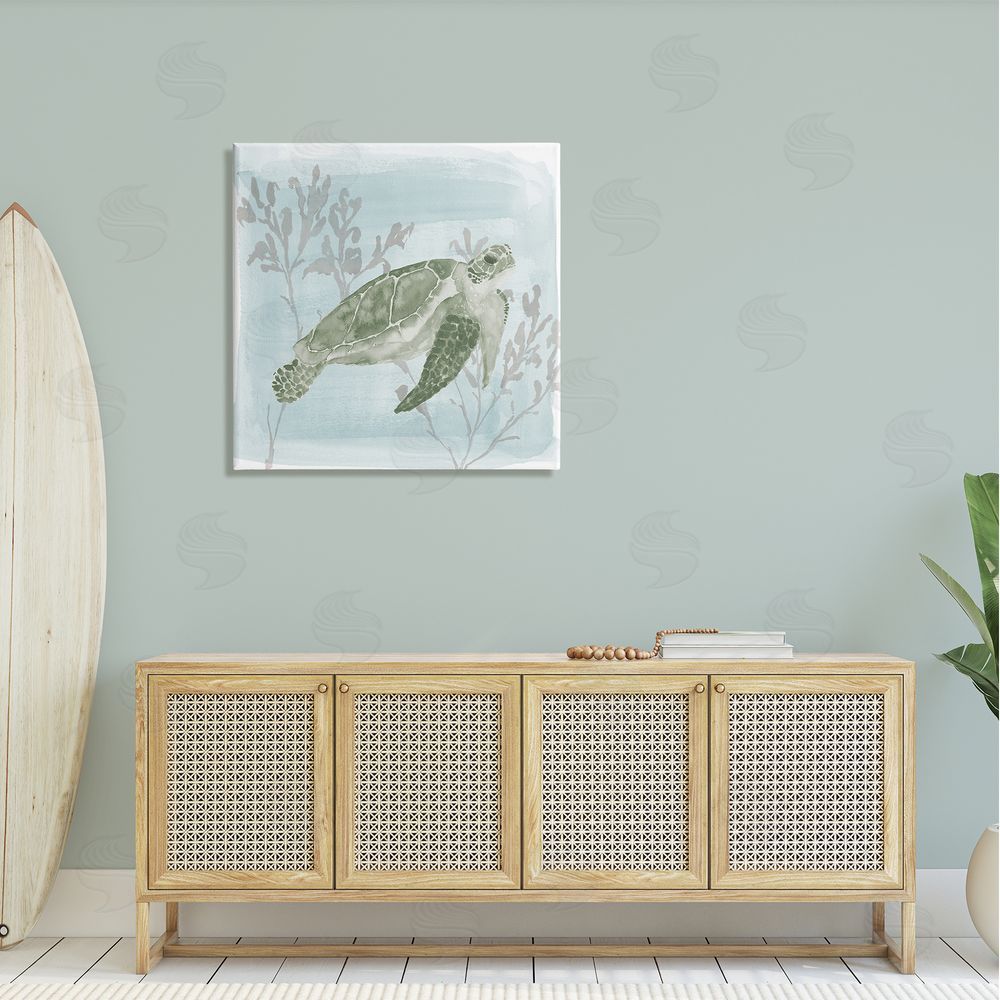 Lucille Price Swimming Tortoise Underwater Scene Canvas Wall Art in Room