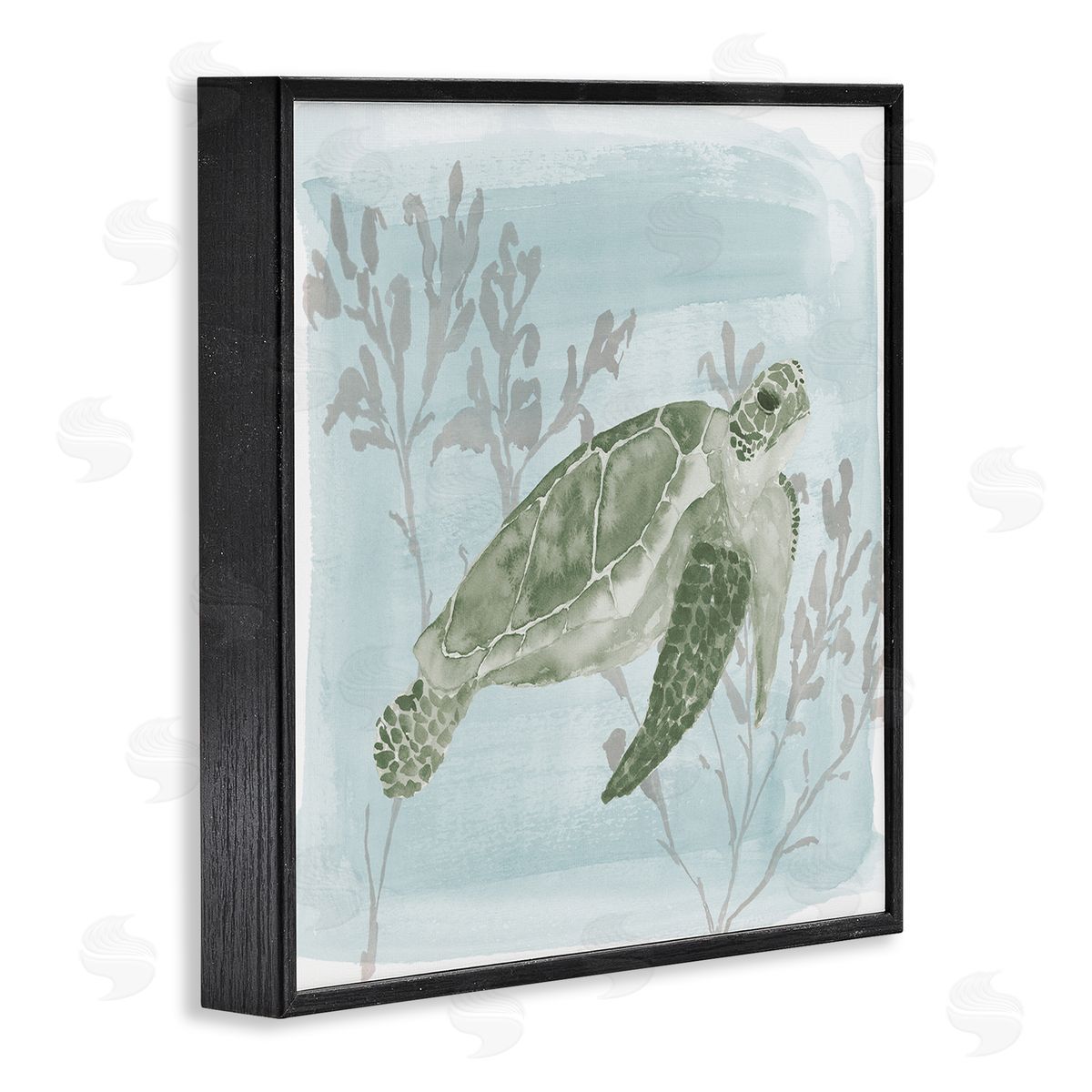 Lucille Price Swimming Tortoise Underwater Scene Black Framed Glicee Wall Art Print